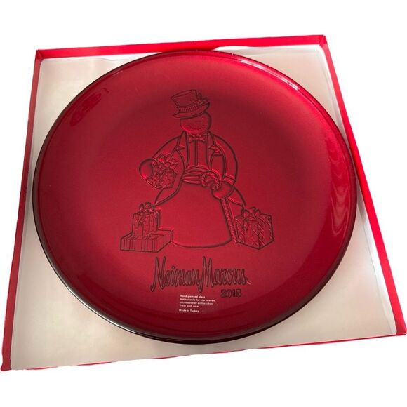 Neiman Marcus Christmas 2015 SNOWMAN Hand Painted Platter. - Picture 1 of 5